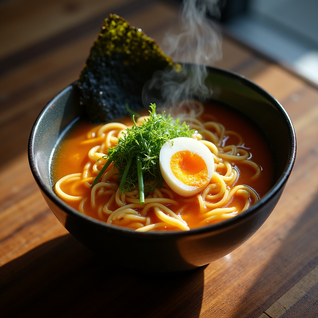 Gotowa miska ramen z makaronem domowej roboty
